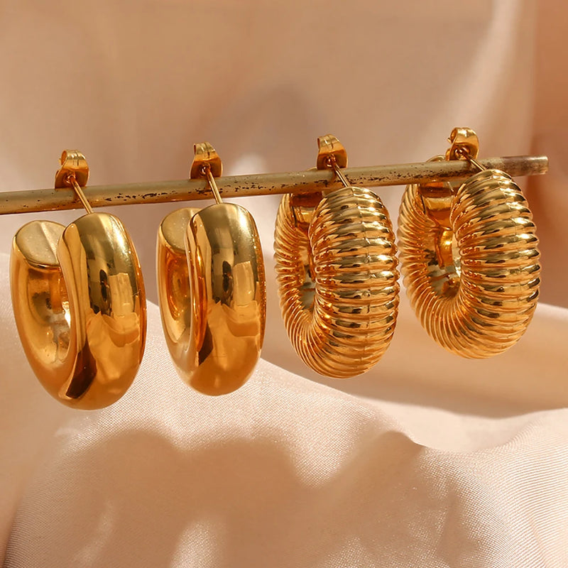 Chunky Thread Hoops Gold